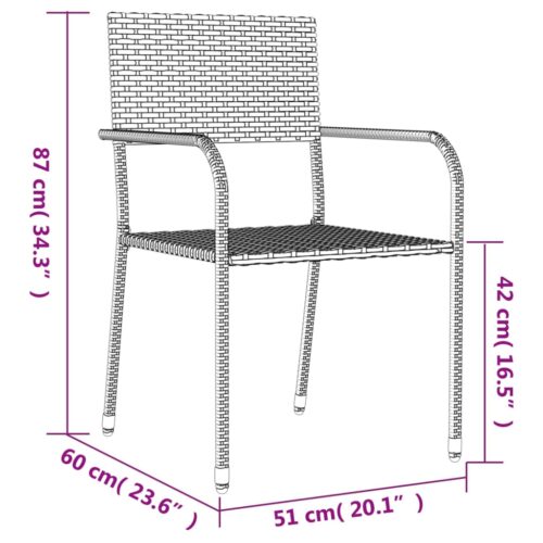 7-Piece Garden Dining Set Grey Black Poly Rattan Wicker Outdoor Patio Furniture Steel - Image 13