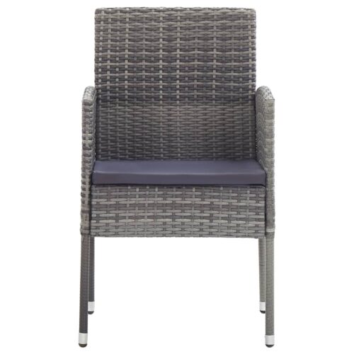 7-Piece Garden Dining Set Grey Black Poly Rattan Wicker Outdoor Patio Furniture Steel - Image 6