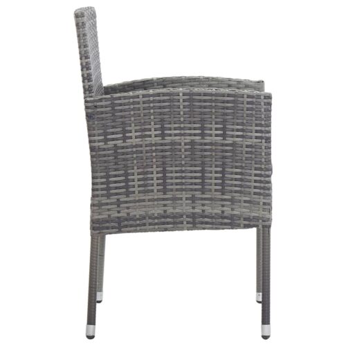 7-Piece Garden Dining Set Grey Black Poly Rattan Wicker Outdoor Patio Furniture Steel - Image 7