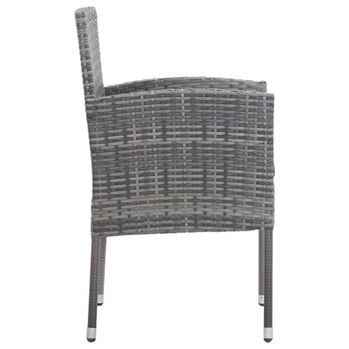 7-Piece Garden Dining Set Grey Black Poly Rattan Wicker Outdoor Patio Furniture Steel - Image 7