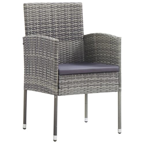 7-Piece Garden Dining Set Grey Black Poly Rattan Wicker Outdoor Patio Furniture Steel - Image 5