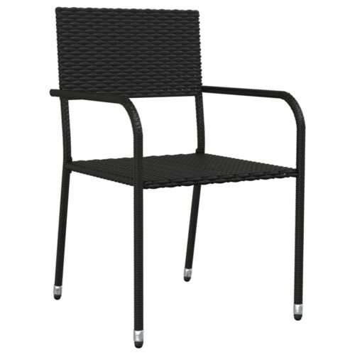 7-Piece Garden Dining Set Black Poly Rattan Wicker Outdoor Patio Furniture Steel - Image 5