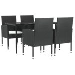 5-Piece Outdoor Dining Set Garden Patio Wicker Rattan Steel Chairs Table Setting