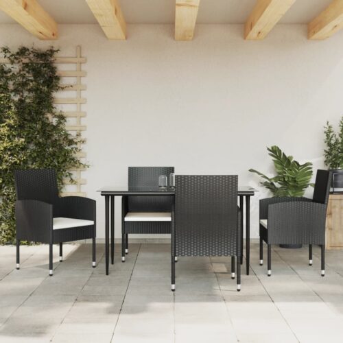 5-Piece Outdoor Dining Set Garden Patio Wicker Rattan Steel Chairs Table Setting - Image 3