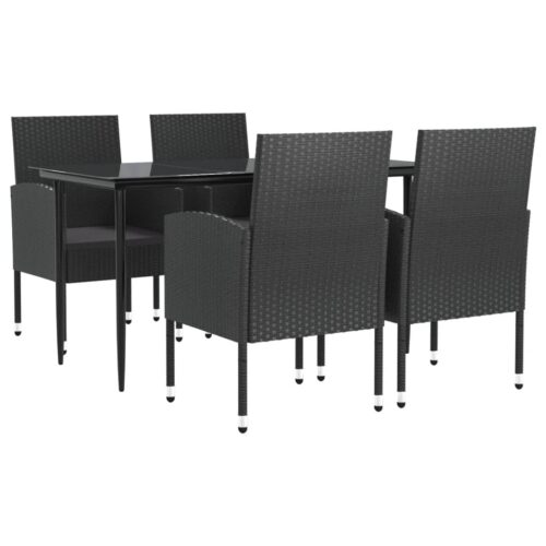 5-Piece Outdoor Dining Set Garden Patio Wicker Rattan Steel Chairs Table Setting