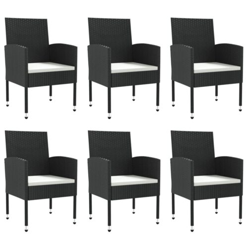 7-Piece Garden Dining Set Black Poly Rattan Wicker Outdoor Patio Furniture Steel - Image 4