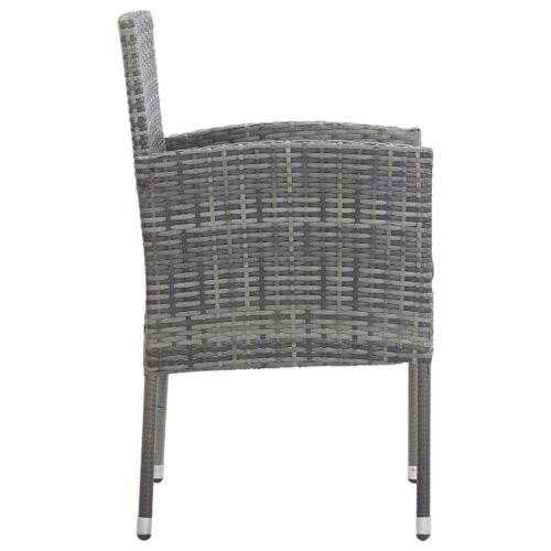 5-Piece Garden Dining Set Grey Black Poly Rattan Wicker Outdoor Patio Furniture Steel - Image 7