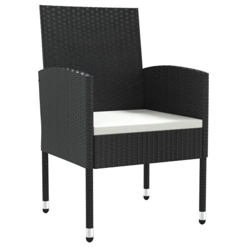 7-Piece Garden Dining Set Black Poly Rattan Wicker Outdoor Patio Furniture Steel - Image 5