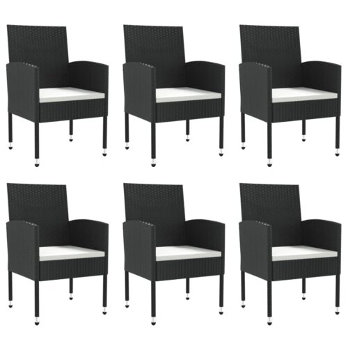 7-Piece Garden Dining Set Black Poly Rattan Wicker Outdoor Patio Furniture Steel - Image 3