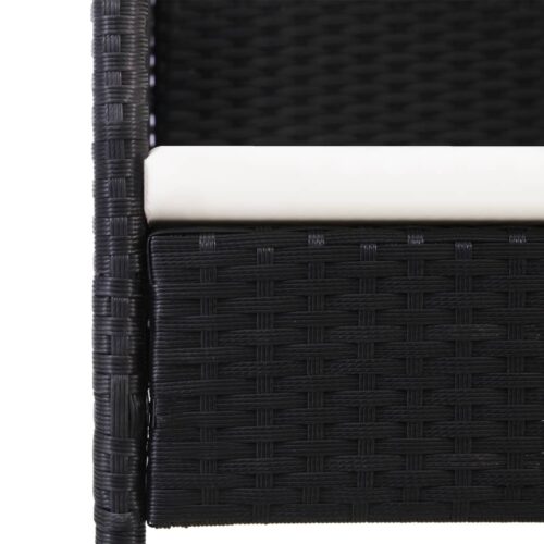7-Piece Garden Dining Set Black Poly Rattan Wicker Outdoor Patio Furniture Steel - Image 8
