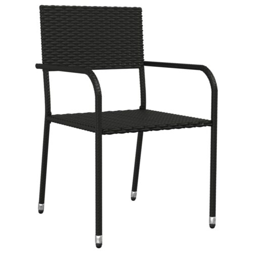 7-Piece Garden Dining Set Black Poly Rattan Wicker Outdoor Patio Furniture Steel - Image 5