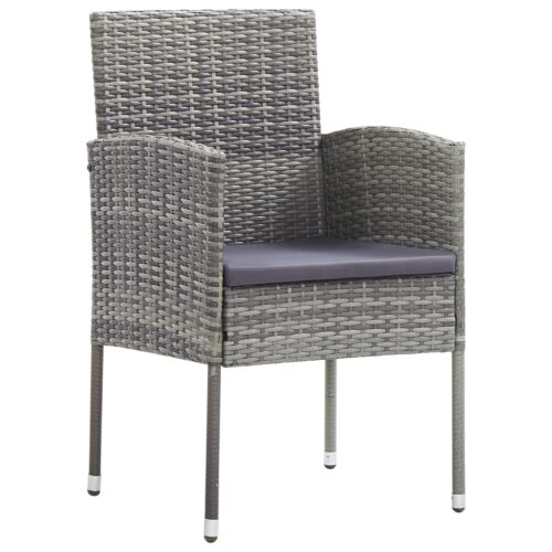 5-Piece Garden Dining Set Grey Black Poly Rattan Wicker Outdoor Patio Furniture Steel - Image 5