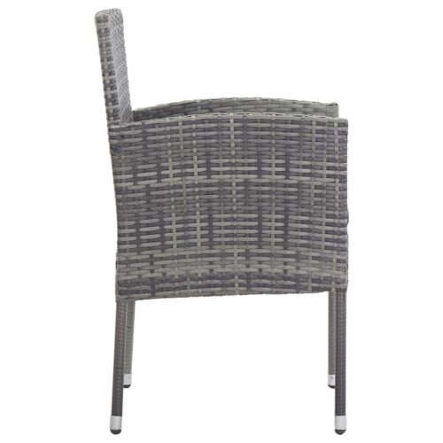 5-Piece Garden Dining Set Grey Black Poly Rattan Wicker Outdoor Patio Furniture Steel - Image 7