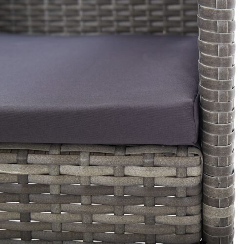 5-Piece Garden Dining Set Grey Black Poly Rattan Wicker Outdoor Patio Furniture Steel - Image 8