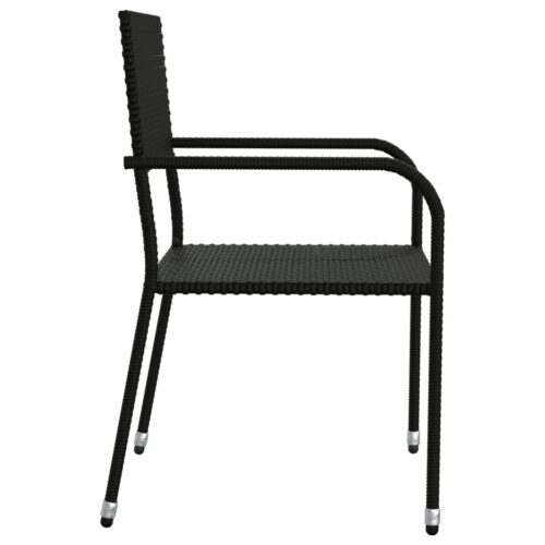 7-Piece Garden Dining Set Black Poly Rattan Wicker Outdoor Patio Furniture Steel - Image 7