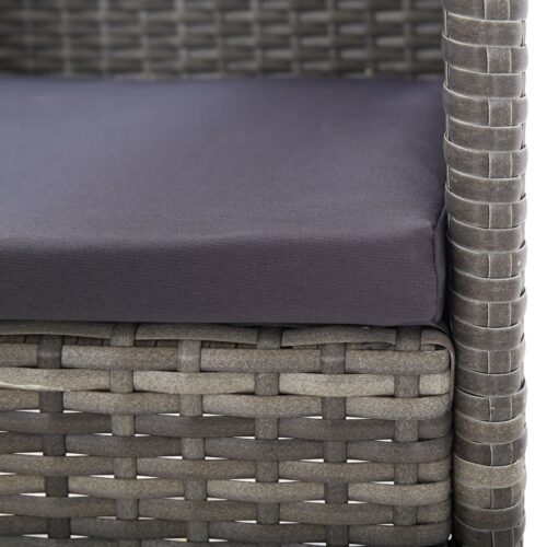 5-Piece Garden Dining Set Grey Black Poly Rattan Wicker Outdoor Patio Furniture Steel - Image 8