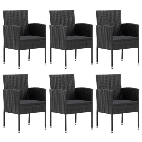 7-Piece Garden Dining Set Black Poly Rattan Wicker Outdoor Patio Furniture Steel - Image 2