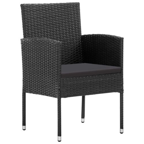 7-Piece Garden Dining Set Black Poly Rattan Wicker Outdoor Patio Furniture Steel - Image 4