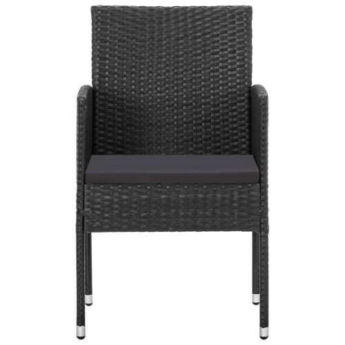 7-Piece Garden Dining Set Black Poly Rattan Wicker Outdoor Patio Furniture Steel - Image 5