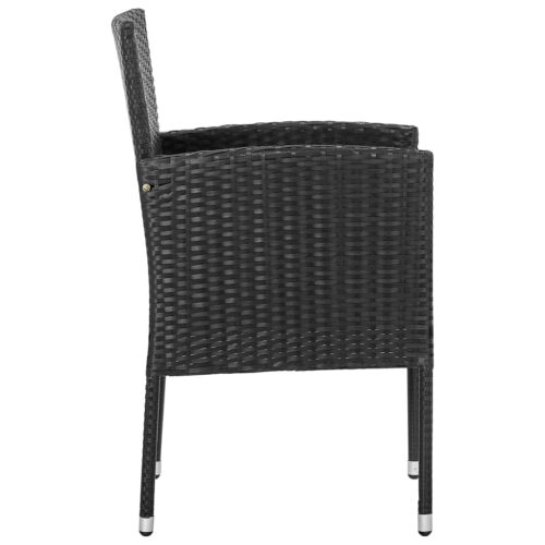7-Piece Garden Dining Set Black Poly Rattan Wicker Outdoor Patio Furniture Steel - Image 6