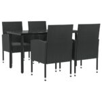 5-Piece Outdoor Dining Set Garden Patio Wicker Rattan Steel Chairs Table Setting