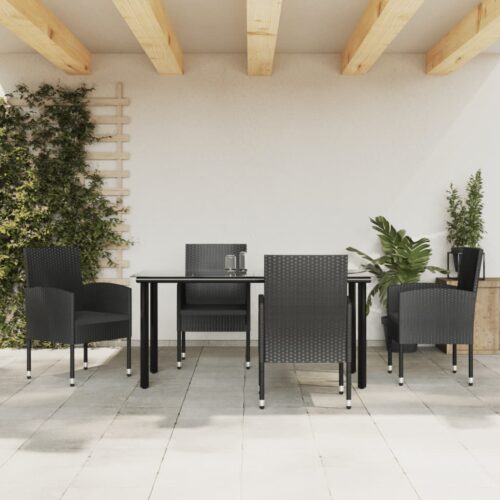5-Piece Outdoor Dining Set Garden Patio Wicker Rattan Steel Chairs Table Setting - Image 4