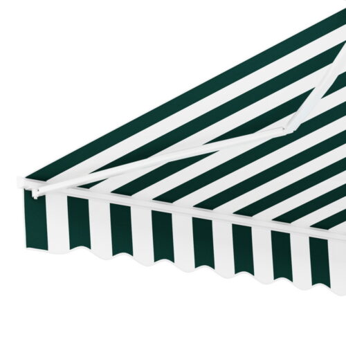 Instahut Retractable Folding Arm Awning Motorised Sunshade 3Mx2.5M Green White - Image 4