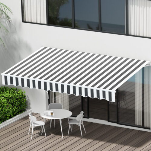 Instahut Retractable Folding Arm Awning Motorised Sunshade 3Mx2.5M Grey White - Image 6