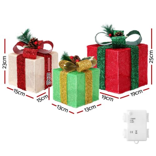 3 PCS Christmas Lights 60 LED Fairy Light Gift Box Jingle Jollys - Image 2