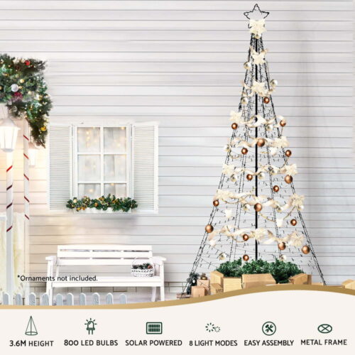 3.6M Christmas Tree 800 LED Solar Net Lights Jingle Jollys - Image 4