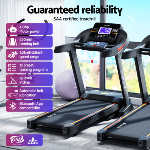 Everfit Treadmill Electric Auto Incline Home Gym Fitness Exercise Machine 490mm - Image 4