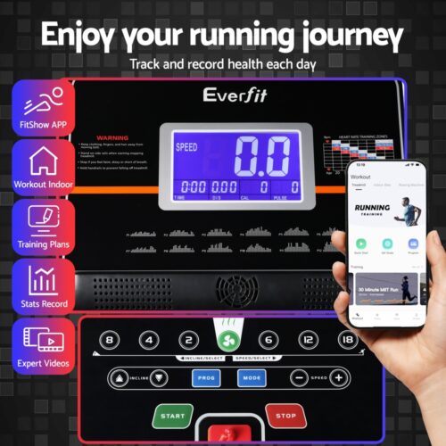 Everfit Treadmill Electric Auto Incline Home Gym Fitness Exercise Machine 490mm - Image 5