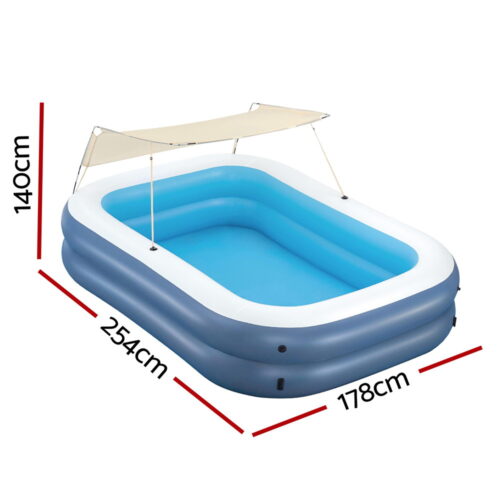 Bestway Kids Inflatable Pool Above Ground Splash Pool with Sunshade 254x178cm - Image 2