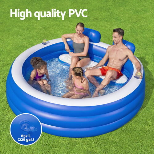 Bestway Kids Inflatable Pool Above Ground Pools Bench Seat Cup Holder 231x219cm - Image 5