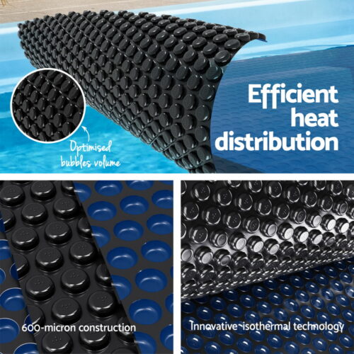 Aqua Buddy Pool Cover 600 Micron 6.5x3m w/ Roller 5.55m Swimming Pools Black Solar Blanket - Image 5