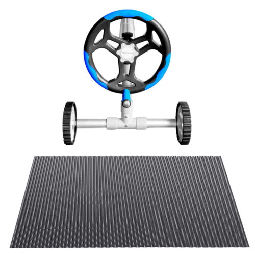 Aqua Buddy Pool Cover 600 Micron 9.5x5m w/ Blue Roller 5.55m Black Solar Blanket - Image 3
