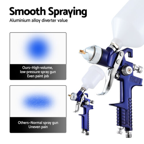 Giantz 2PC HVLP Spray Gun Paint Gun Gravity Feed 0.8mm 1.4,mm Nozzles Included - Image 5