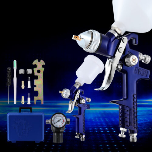 Giantz 2PC HVLP Spray Gun Paint Gun Gravity Feed 0.8mm 1.4,mm Nozzles Included - Image 8