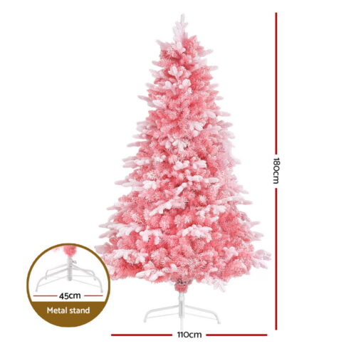Jingle Jollys Christmas Tree 1.8m Pink Xmas Tree Snowy Party Decor 810 Tips - Image 2