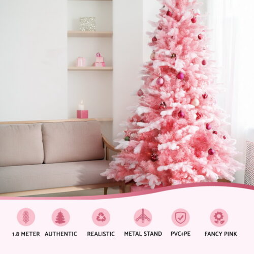 Jingle Jollys Christmas Tree 1.8m Pink Xmas Tree Snowy Party Decor 810 Tips - Image 5