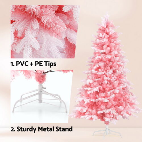 Jingle Jollys Christmas Tree 1.8m Pink Xmas Tree Snowy Party Decor 810 Tips - Image 7