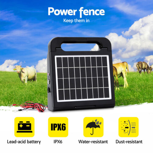 Giantz 10km Electric Fence Energiser Solar Energizer Charger Farm Animal 0.3J - Image 4