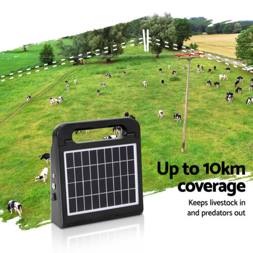 Giantz 10km Electric Fence Energiser Solar Energizer Charger Farm Animal 0.3J - Image 5
