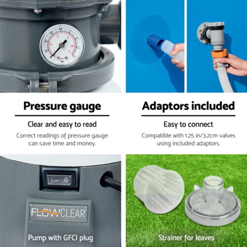 Bestway Pool Pump Sand Filter 800GPH 3028L/H Pools Flowclear Filters - Image 6