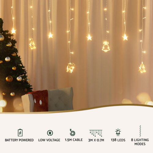 138 LED 3M Christmas Lights Icicle Light Warm White Jingle Jollys - Image 4
