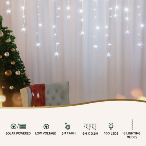 160 LED 6M Christmas Lights Icicle Light Solar Cold Jingle Jollys - Image 4