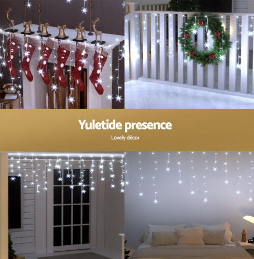 160 LED 6M Christmas Lights Icicle Light Solar Cold Jingle Jollys - Image 5