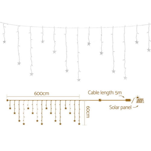 160 LED 6M Christmas Lights Icicle Light Solar Warm Jingle Jollys - Image 2