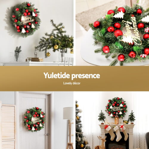 Jingle Jollys Christmas Wreath 40CM Xmas Garland Baubles Ornaments Party Decor - Image 6