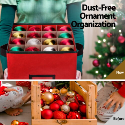 Jingle Jollys Christmas Baubles Storage Box 64 Dividers Xmas Ornaments Container - Image 5